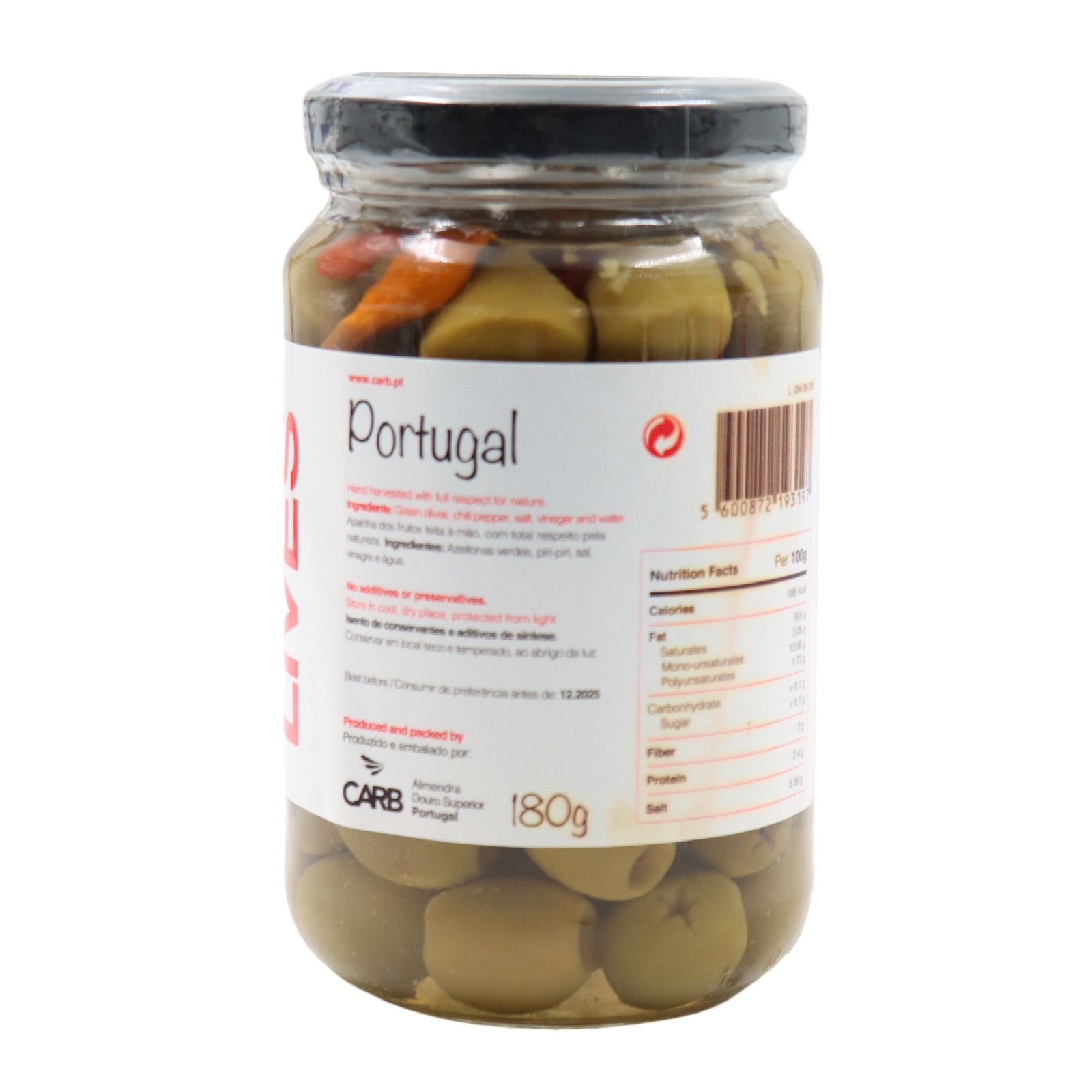 Almendra Pitted Green Olives with Chili Pepper 180 g