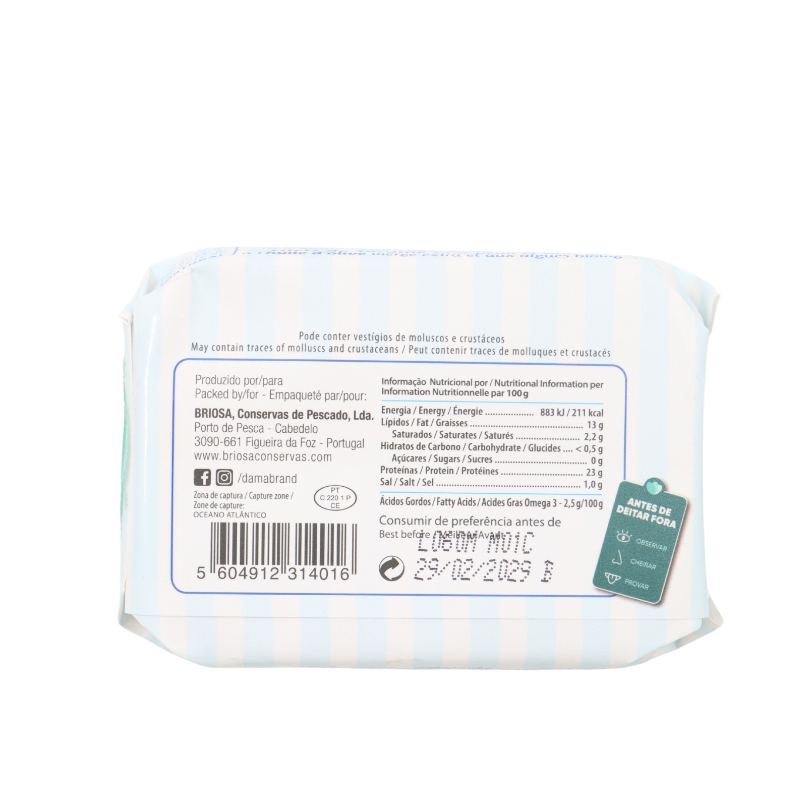 Dama Sardinenfilets ohne Knochen und ohne Haut in Bio-Olivenöl extra vergine und Seetang