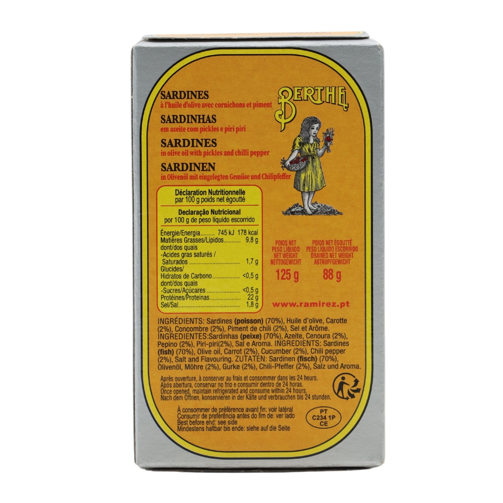Berthe Sardines in Spicy Olive Oil with Pickles
