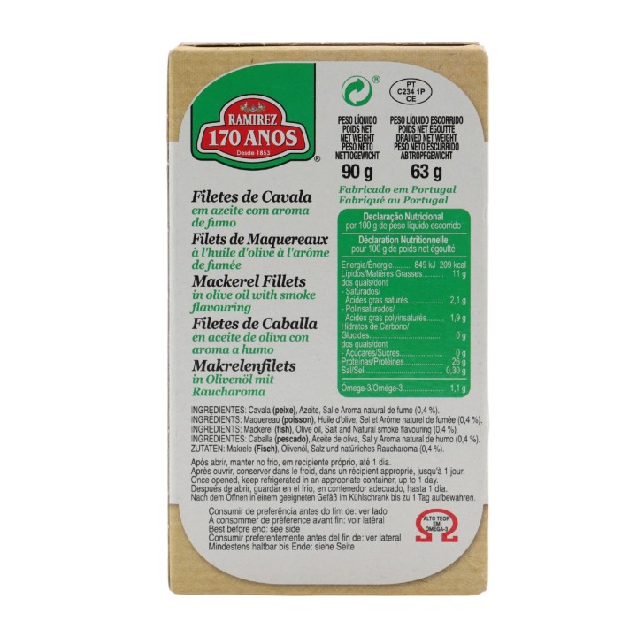 Ramirez Mackerel Fillets in Olive Oil with smoke Aroma