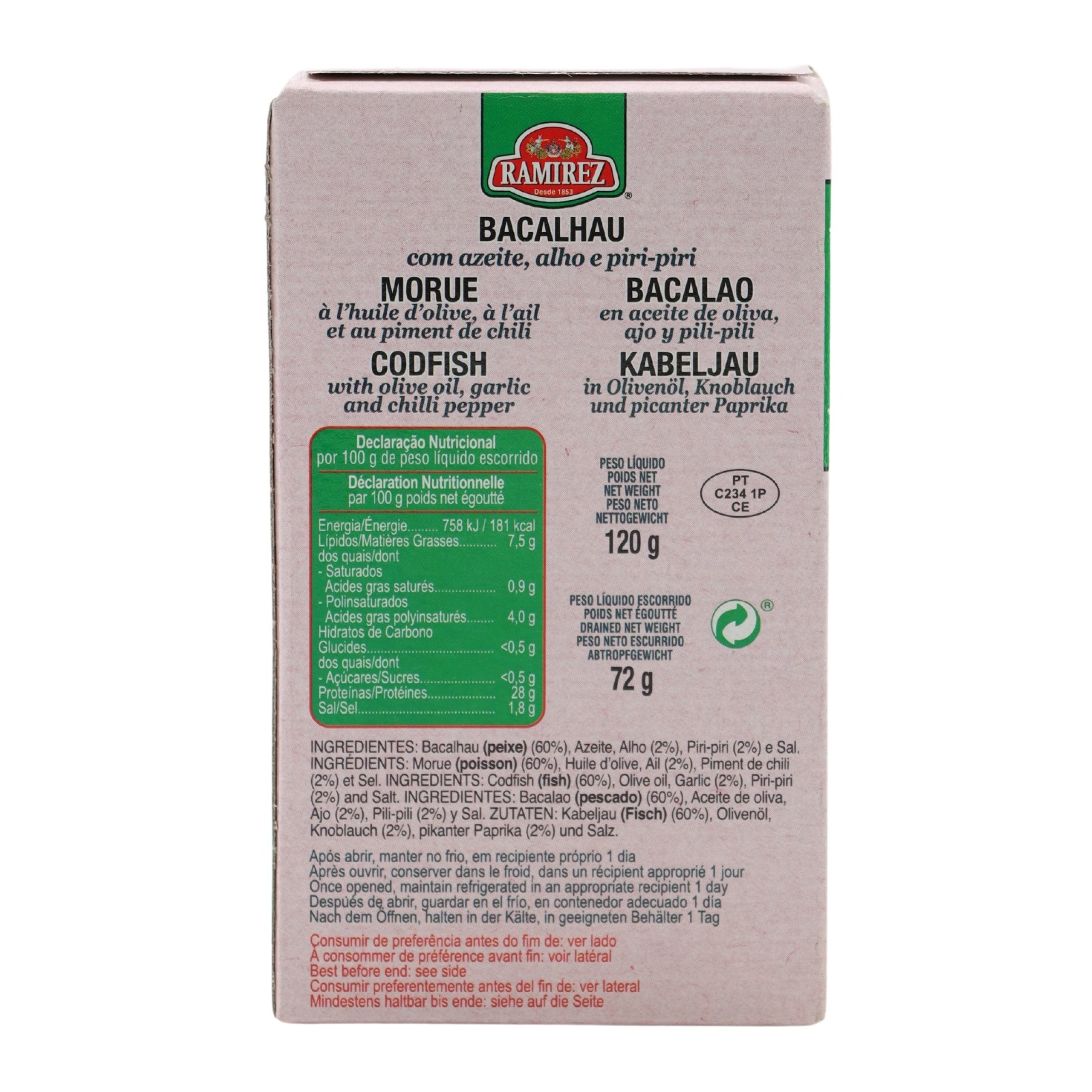 Ramirez Portugiesischer Kabeljau in würzigem Olivenöl und Knoblauch