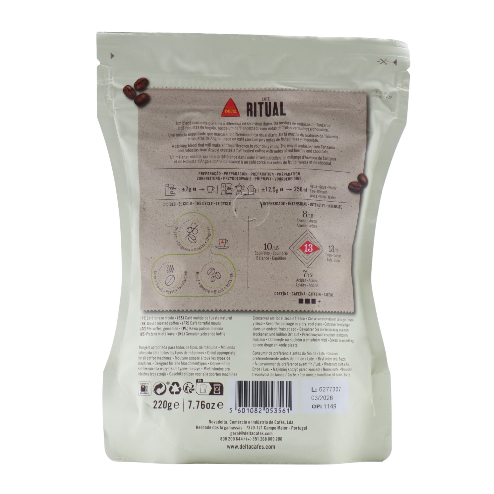Delta Café Molido Ritual 220 gramos