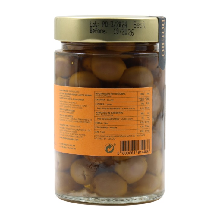 Arribas do Douro Entkernte grüne Oliven in kalt gepresstem Olivenöl und Knoblauch