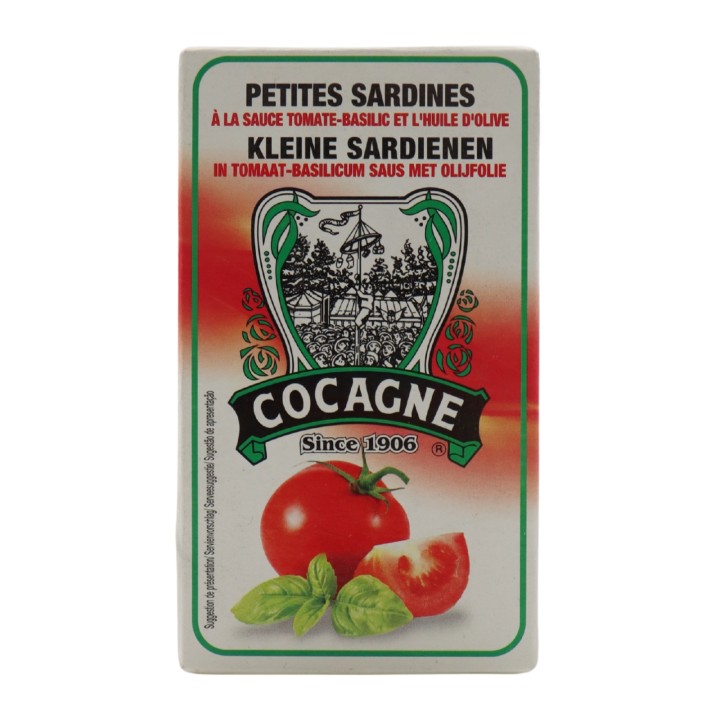 Cocagne Small Sardines in Olive Oil with Tomato and Basil