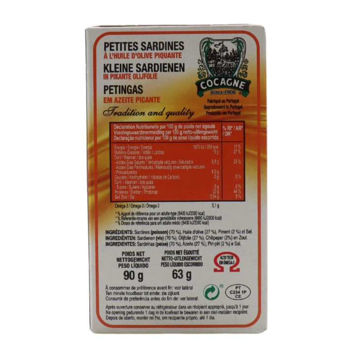 Cocagne Petites sardines à l'huile d'olive épicée
