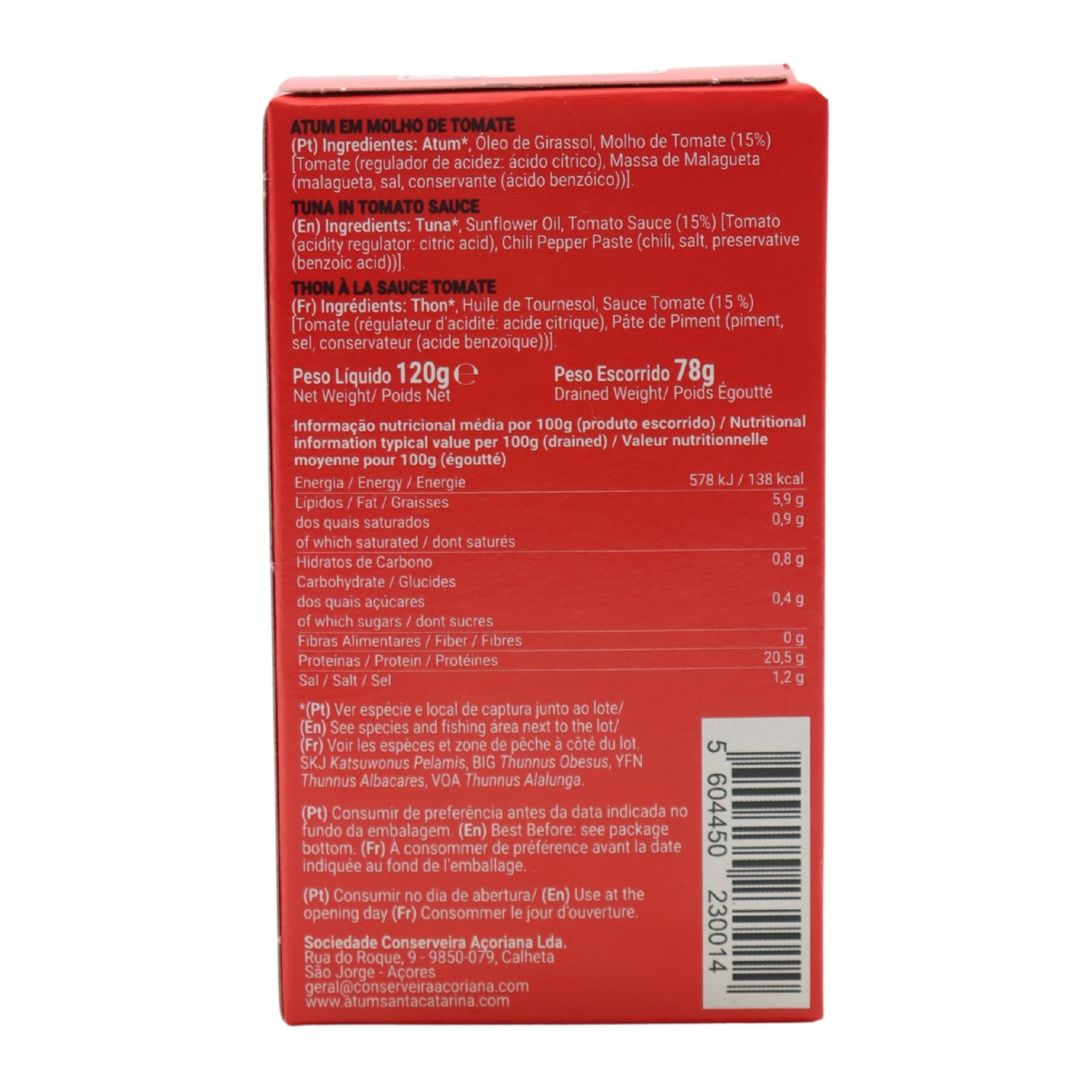 Santa Catarina Tuna Steak in Tomato Sauce 120 g