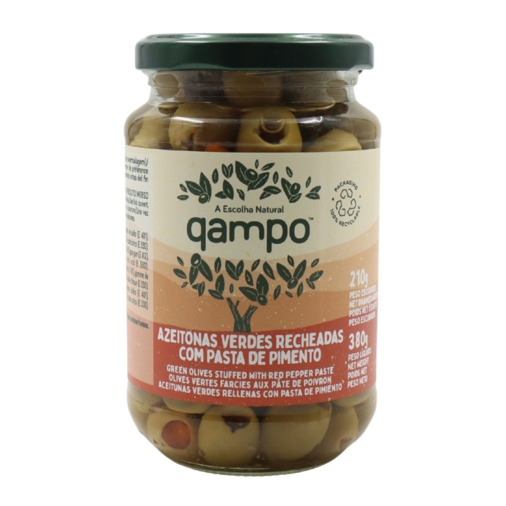 Qampo Olives farcies à la pâte de poivrons 210 g