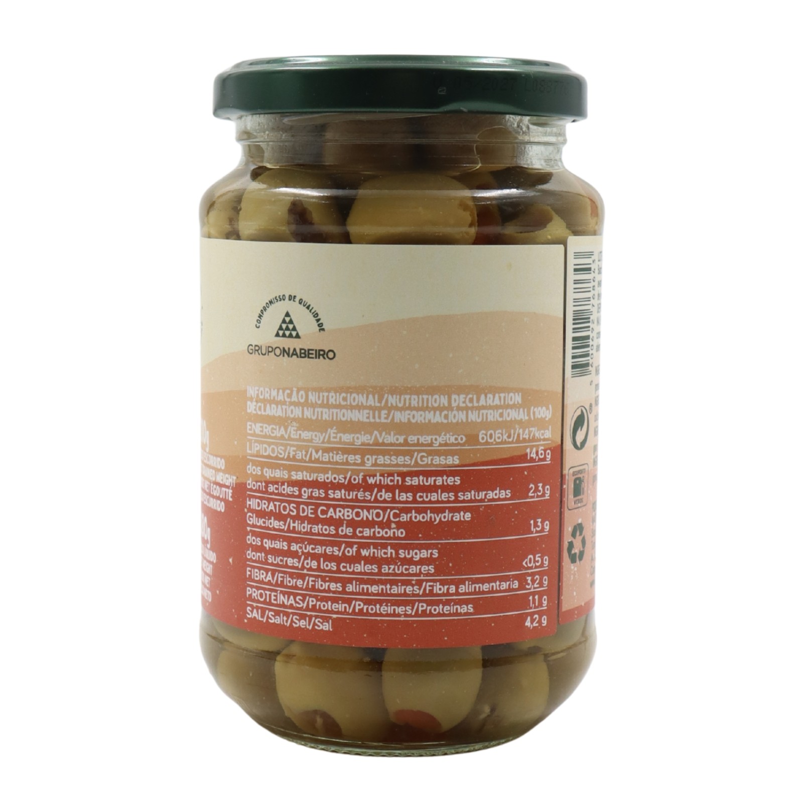 Qampo Olives farcies à la pâte de poivrons 210 g