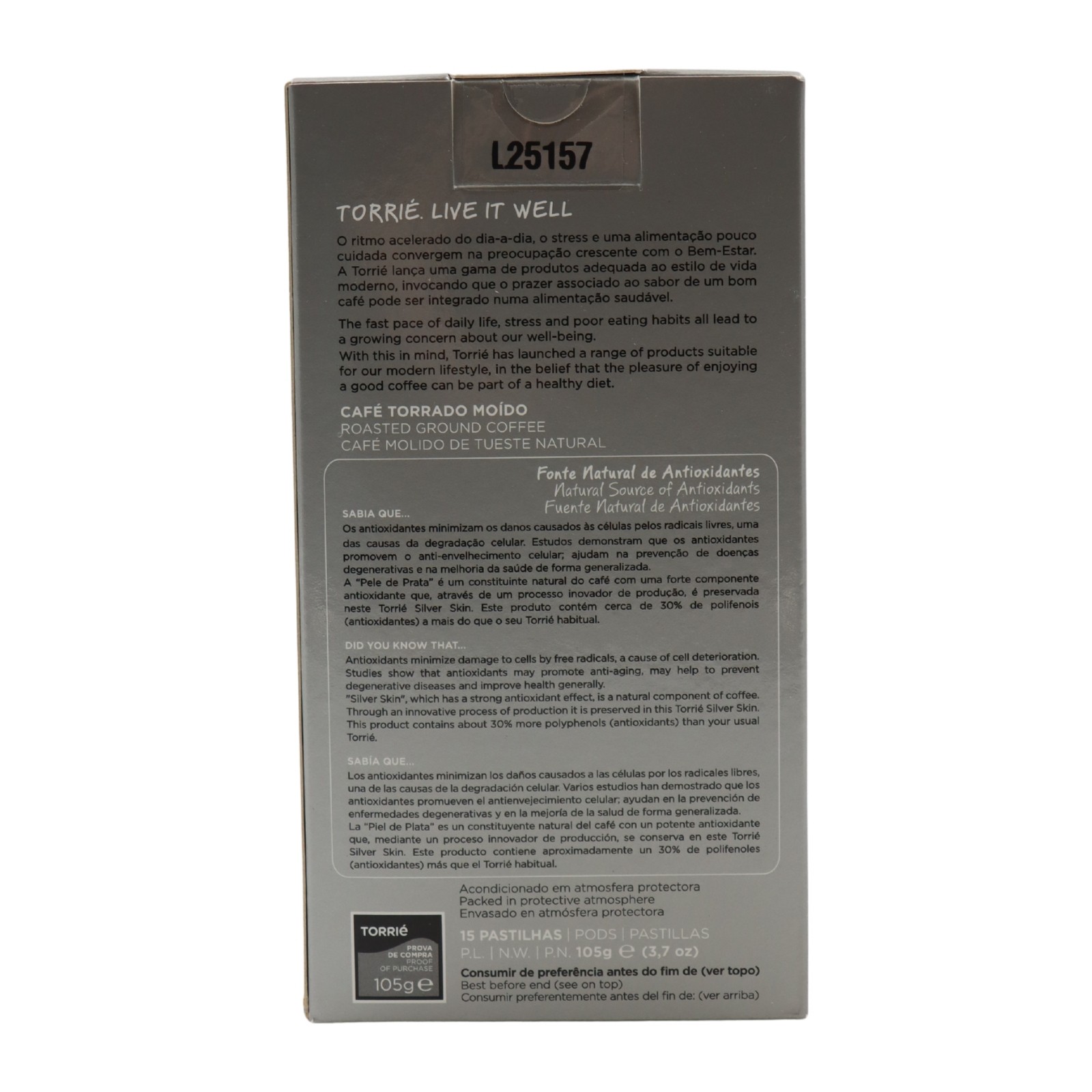 Torrié Silver Skin Coffee Pods 15 units