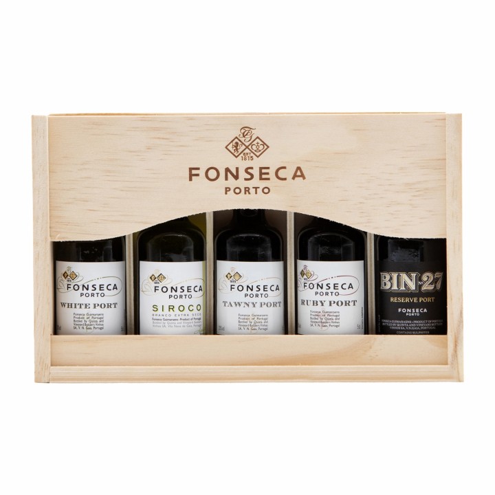 Fonseca 5 Port wines in Wooden Box