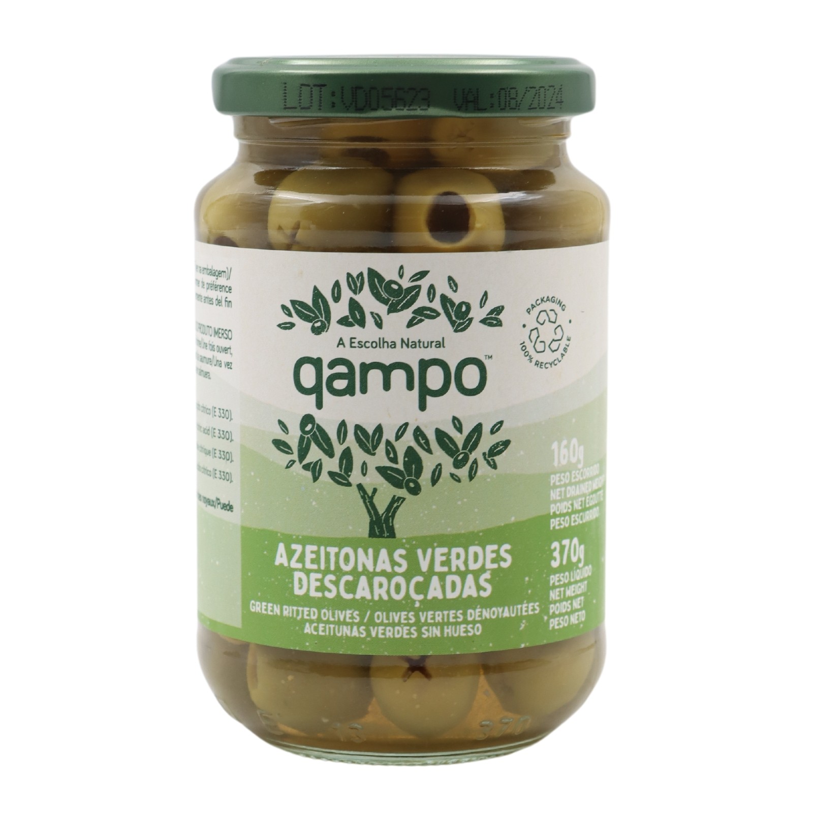 Qampo Entkernte grüne Oliven 160 g